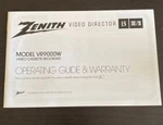 Zenith VR9000W Video Director Cassette Recorder Beta Operating Guide Warranty. Fixed Price $19.99.