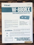 Teac W-880RX Cassette Owner / User Manual *original*. Fixed Price $19.97.