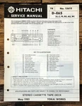 Hitachi D-E65 Cassette Service Manual *original*. Fixed Price $14.97.