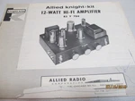 Allied Knightkit 12 Watt Hi-fi Amp Original Manual. Fixed Price $28.00.
