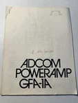 Adcom GFA-1A Amplifier Service Manual Photocopy. Fixed Price $19.99.