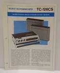 Sony TC-126CS Cassette-corder Original Sales Brochure. Fixed Price $10.00.
