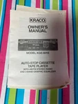 Kraco Owners Manual For Model KGE-601E Auto-stop Cassette Tape Player. Fixed Price $6.97.