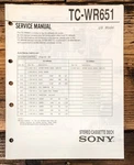 Sony TC-WR651 Cassette Service Manual *original*. Fixed Price $14.97.