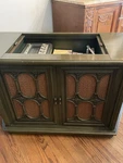 Magnavox Astro-sonic Brown Am/fm Stereo Console Record Player Turntable. Fixed Price $250.00.