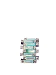 Blue Dyed Mother Of Pearl Pendant Clear Rhinestones Silvertone 1 Inch. Fixed Price $8.80.