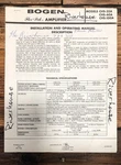 Bogen CHS-35A CHS-60A CHS-100A Amplifier Owners / User Manual *original* #1. Fixed Price $19.97.