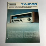 Pioneer TX-1000 Receiver Brochure 1971 Rare Original. Fixed Price $28.00.