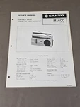 Sanyo Portable Radio Cassette Tape Recorder M1600 Service Manual D-6121. Fixed Price $54.95.