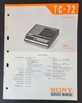 Sony TC-72 Usa Cassette-corder Service Manual Original Oem. Fixed Price $7.00.