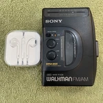 Sony Walkman WM-FX38 Mega Bass Cassette Player With New Apple Wired Earbuds. Fixed Price $49.99.