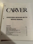 Original Service Manual Carver Model Vintage Audio/video Receiver HR-772. Fixed Price $24.95.