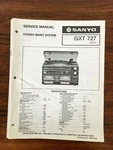 Sanyo Gxt 727 Stereo Music System Service Manual *original* #1. Fixed Price $9.98.