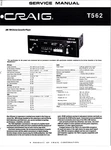 Craig T562, Stereo Cassette Player With Am/fm Radio, Original Service Manual. Fixed Price $20.00.