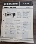 Hitachi D-410 Cassette Deck Service Manual Oem. Fixed Price $11.25.