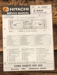 Hitachi D-W800 Cassette Service Manual *original*. Fixed Price $14.97.