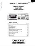 Onkyo TA-1500, Stereo Cassette Tape Deck, Original Service Manual. Fixed Price $20.00.