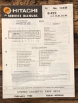 Hitachi D-E22 Cassette Service Manual *original*. Fixed Price $14.97.