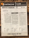 Hitachi D-230 Cassette Service Manual *original*. Fixed Price $14.97.