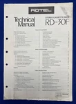 Original Rotel RD-30F Stereo Cassette Deck Technical Manual. Fixed Price $19.95.