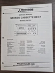 Mitsubishi M-T01 Cassette Deck Service Manual Original. Fixed Price $9.25.