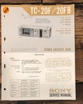Sony TC-20FB Cassette Service Manual *original*. Fixed Price $14.97.
