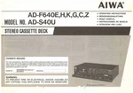 Aiwa Cassette Deck AD-S40U User Owner's Manual En Fr Es It. Fixed Price $9.38.