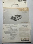 Sony TC-215 Cassette-corder Tape Recorder Service Manual Original Oem Vintage. Fixed Price $14.99.