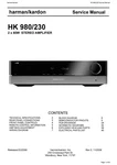 Service Manual For Harman Kardon Hk 230, 980. Fixed Price $15.97.