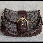 Nwt Coach CJ814 Soho Signature Jacquard Maple Brown Shoulder Handbag Outlet. Fixed Price $115.50.