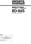 Rotel RD-865 Cassette Deck Owners Manual. Fixed Price $22.24.