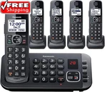 Panasonic Expandable Cordless Phone System Answering Machine 5 Handsets Black. Fixed Price $164.94.