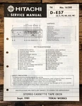 Hitachi D-E57 Cassette Service Manual *original*. Fixed Price $14.97.