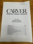 Carver TD-1440 Cassette Tape Deck Service Manual Original Oem Vintage. Fixed Price $24.99.