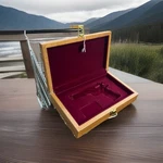 Hand Crafted Solid Wood Storage Boxes, Gun Case, Velvet Display. Fixed Price $220.00.