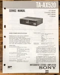 Sony TA-AX520 Amplifier Service Manual *original*. Fixed Price $19.97.