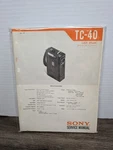 Sony TC-40 Usa Model Cassette Recorder Service Manual Vintage Original Genuine. Fixed Price $10.79.