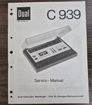 Dual C939 Cassette Service Manual - Oem. Fixed Price $9.40.