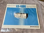 Kenwood KA-4006 / Owner Manual 14 Pages Good Condition. Fixed Price $20.00.