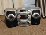 Vtg Panasonic SA-AK27 5 Cd Changer Dual Casette Tape With Speakers , Aux. Fixed Price $270.00.