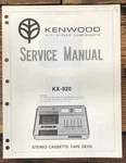 Kenwood KX-920 Cassette Service Manual *original*. Fixed Price $19.97.