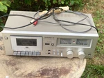 Vintage Technics Model No. RS-M5 Stereo Cassette Deck Chrome Silver. Fixed Price $85.00.