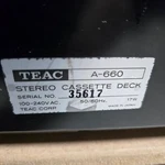 Teac A-660 Stereo Cassette Deck Audio Equipment. Fixed Price $541.40.
