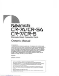 Nakamichi CR-7A CR-5A Cassette Deck Owners Instruction Manual. Fixed Price $22.24.