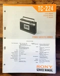 Sony TC-224 Cassette Service Manual *original*. Fixed Price $19.97.