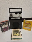 Rare Muntz Four Portable 4-TRACK Player W/ 3 Cartridges Untested. Fixed Price $109.12.