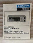Oem Sanyo Cassette Deck RD-S30 Operating Instructions Original Not Copy. Fixed Price $12.65.