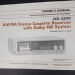 Realistic SCR-2500 Am/fm Stereo Cassette Receiver Instruction Owners Manual. Fixed Price $29.95.