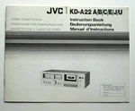 Jvc KD-A22 A/b/c/e/j/u Stereo Cassette Deck Owner's Manual/instruction Book. Fixed Price $19.99.