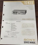 Sony TC-K33 Cassette Deck Service Manual Original. Fixed Price $8.50.